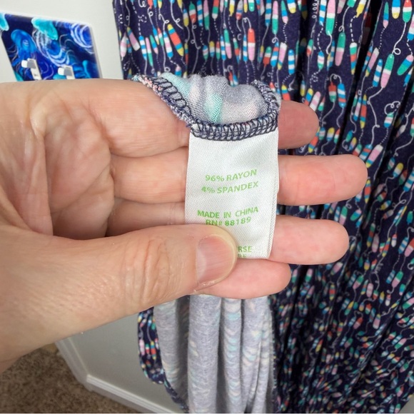 Lilly Pulitzer Sloane Maxi Dress Oh Buoy Navy Blue Jersey Stretch Large Nautical - Picture 11 of 11